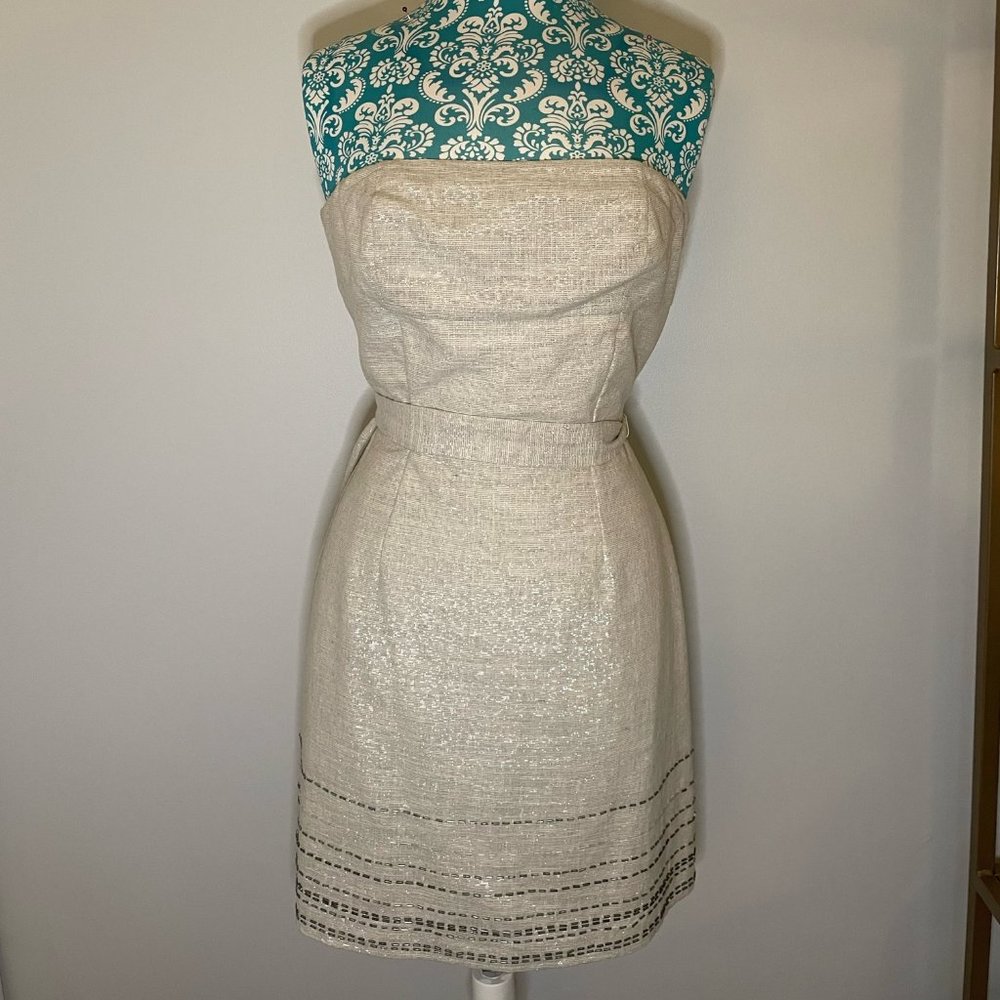 Ann Taylor LOFT Linen Blend Strapless Dress